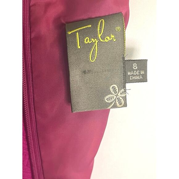 Taylor mod jacquard textured pink sheath dress sz 8 valentines day pink date - Picture 6 of 12